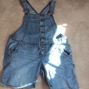 Free People carpenter overalls, cut offs